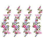 4Pcs Polyester Embroidered Sew on/Iron on Collar Decoration, with Hot Melt Adhesive Back, Neckline Trim Clothes Sewing Applique Edge, Flower & Butterfly, Light Sky Blue, 268x76x1.2mm(DIY-HY0003-51C)