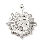 Non-Tarnish 304 Stainless Steel Pendants, Sun with Star Charms, Stainless Steel Color, 20.5x18x2mm, Hole: 1.5mm(STAS-A066-21P)