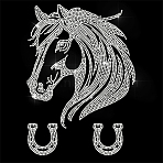 Glass Hotfix Rhinestone, Iron on Appliques, Costume Accessories, for Clothes, Bags, Pants, Horse, 297x210mm(DIY-WH0303-801)