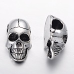 Alloy Beads, Skull, Antique Silver, 20x11x8mm, Hole: 5mm(PALLOY-G131-46AS)