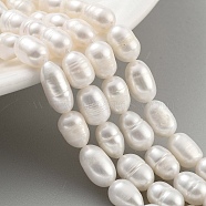 Natural Cultured Freshwater Pearl Beads Strands, Rice, Grade A+, White, 6~7mm, Hole: 0.6mm, about 18~20pcs/strand, 6.30''~6.69''(16~17cm)(PEAR-P062-08D)