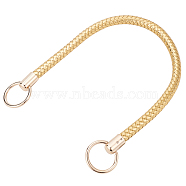PU Imitation Leather Braided Bag Handle, Bag Strap, with Alloy Finding, Gold, 52x1.3cm, Hole: 25mm(FIND-WH0037-21G-01)