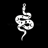 201 Stainless Steel Pendants, Animal Charms, Stainless Steel Color, Snake Pattern, 38x16mm(FIND-PW0003-05B-P)