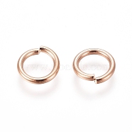 304 Stainless Steel Open Jump Rings, Rose Gold, 8x1.2mm, Inner Diameter: 5.5mm(STAS-E484-72F-RG)