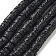 Natural Lava Rock Beads Strands, Flat Round/Disc, 8x3mm, Hole: 1mm, about 115pcs/strand, 14.84''(37.7cm)(G-D085-B01-02)