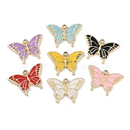 UV Plating Alloy Enamel Pendants, Cadmium Free & Lead Free, Butterfly Charm, Golden, 18x27x3mm, Hole: 2mm(FIND-M018-34G)