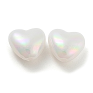 ABS Plastic Imitation Pearl Bead, Iridescence, Heart, White, 11x12x6.5mm, Hole: 1.5mm(KY-K014-08)