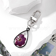 Epoxy Resin Dried Flower Pendant Decorations, Teardrop, 75x20mm(PW-WG14EC9-03)