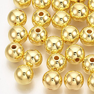 ABS Plastic Beads, Round, Golden Plated Plated, 4x3.5mm, Hole: 1.2mm, about 18000pcs/500g(OACR-S032-4mm-01)