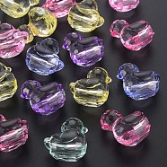 Transparent Acrylic European Beads, Large Hole Beads, Faceted, Duck, Mixed Color, 29.5x24.5x18.5mm, Hole: 6mm, about 94pcs/500g(MACR-S373-75-B)