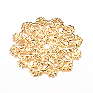 Iron Links, Etched Metal Embellishments, Flower, Light Gold, 48x47x2~3mm, Hole: 2mm(X-IFIN-Q118-26KC)