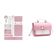 DIY PU Imitation Leather Purse Making Sets, Knitting Crochet Shoulder Bags Kit for Beginners, Pearl Pink, 25x18.5x7cm(PW-WG42956-03)