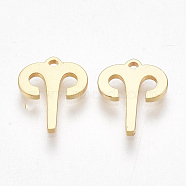 Ion Plating(IP) 304 Stainless Steel Charms, Constellation, Golden, Aries, 9.5x8x1mm, Hole: 0.5mm(STAS-S107-06B)