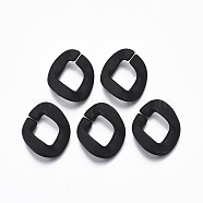 Spray Painted CCB Plastic Linking Rings, Quick Link Connectors, For Jewelry Curb Chains Making, Twist, Black, 28.5x24x6mm, Inner Diameter: 13x16mm(CCB-R104-01A-01)