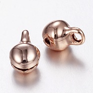 Ion Plating(IP) 304 Stainless Steel Bell Charms, Rose Gold, 9x6mm, Hole: 1.5mm(X-UNKW-N0001-02RG)