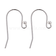 Sterling Silver Earring Hooks, Silver, 19.5x10mm, Hole: 1mm, Pin: 0.6mm(X-STER-A002-229)