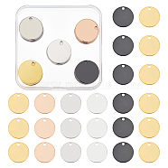 BENECREAT 30Pcs 5 Colors Brass Pendants, Stamping Blank Tag, Flat Round, Mixed Color, 20x1mm, Hole: 2mm(KK-BC0001-76)