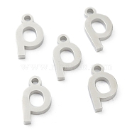 304 Stainless Steel Charms, Greek Alphabet, Stainless Steel Color, Letter.R, 12x6.5x1.5mm, Hole: 1.5mm(STAS-G244-01R)