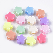 Opaque Acrylic European Beads, Large Hole Beads, Star, Mixed Color, 10x10x5.5mm, Hole: 4mm, about 2270pcs/500g(MACR-S296-79)