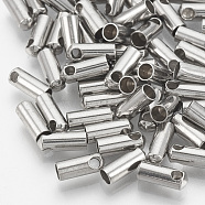 201 Stainless Steel Cord Ends, End Caps, Stainless Steel Color, 8x3.5mm, Hole: 2mm, 3mm Inner Diameter(STAS-S028-42)