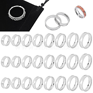 24Pcs 8 Size 201 Stainless Steel Grooved Finger Ring Settings, Ring Core Blank, for Inlay Ring Jewelry Making, Stainless Steel Color, US Size 5 1/4(15.9mm)~US Size 14(23mm), 3Pcs/size(STAS-UN0041-46P)