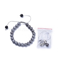Adjustable Nylon Cord Braided Bracelets, with Natural Agate Beads and Alloy Buddha Head Beads, Hollow Rubber Cord, Packing Box, 2 inch~3-1/8 inch(5~8cm)(BJEW-JB04213-02)