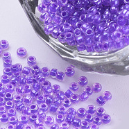 Glass Seed Beads, Inside Colours Lustered, Round, Blue Violet, 1.5~2x1mm, Hole: 0.6mm, about 120000pcs/bag, about 450g/bag(SEED-Q025-1.5mm-I02)