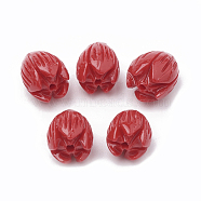 Dyed Synthetic Coral Beads, Jasmine Flower, Red, 10.5~11x8~9mm, Hole: 1mm(CORA-N002-A-04E)