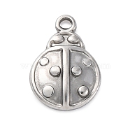 304 Stainless Steel Charms, Ladybug, Stainless Steel Color, 12.5x8.5x2.5mm, Hole: 1.2mm(STAS-G354-01A-P)