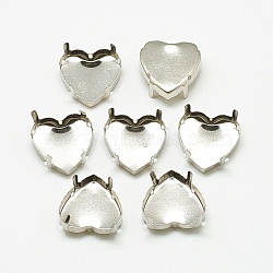 Non-Tarnish 201 Stainless Steel Sew on Prong Settings, Claw Settings for Pointed Back Rhinestone, Heart, Stainless Steel Color, Fit for 12x12mm Heart, 11.5x11.5x6mm, Hole: 1mm(STAS-T032-06-12mm)