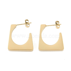 304 Stainless Steel Stud Earrings, Rectangle, Real 18K Gold Plated, 21x20mm(EJEW-S224-01G-04)