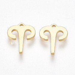 Ion Plating(IP) 304 Stainless Steel Charms, Constellation, Golden, Aries, 9.5x8x1mm, Hole: 0.5mm(STAS-S107-06B)