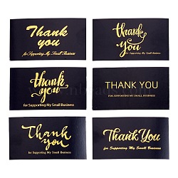 120 Sheets 6 Style Coated Paper Cards, with Gold Stamping Word Thank You for Supporting My Small Business Card, Rectangle, Black, 50x90x0.2mm, 20 sheets/style(DIY-SZ0003-36)