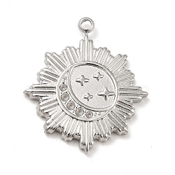 304 Stainless Steel Pendants,  Sun with Star Charms, Stainless Steel Color, 20.5x18x2mm, Hole: 1.5mm(STAS-A066-21P)