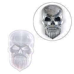 Sad Skull Display Decoration Silicone Molds, Resin Casting Molds, for UV Resin, Epoxy Resin Craft Making, White, 148x93x21mm(DIY-L071-08C)