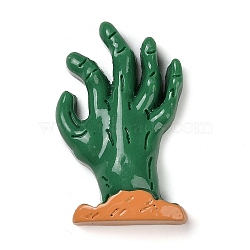 Devil Hand Halloween Opaque Resin Decoden Cabochons, Halloween Jewelry Craft, Green, 36.5x23x8.5mm(RESI-R446-01R)