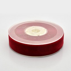 Polyester Velvet Ribbon for Gift Packing and Festival Decoration, Dark Red, 7/8 inch(23mm), about 25yards/roll(22.86m/roll)(SRIB-M001-23mm-260)