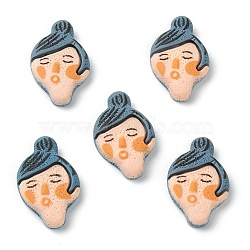 Resin Cabochons, Cartoon Character, Girl with Steel Blue Hair, 25x15x6mm(X-CRES-G015-15)