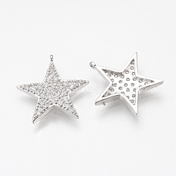 Alloy Micro Cubic Zirconia Pendants, Star, Platinum, 18.5x17x2.5mm, Hole: 1mm(ZIRC-T003-01P)