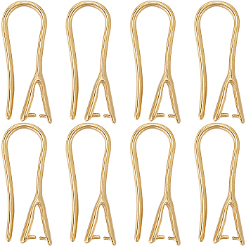 20Pcs Rack Plating Brass Earring Hooks, Ear Wire with Ice Pick Pinch Bails, Lead Free & Cadmium Free, Real 24K Gold Plated, 21x2.5mm, 24 Gauge, Pin: 0.5mm and 1mm