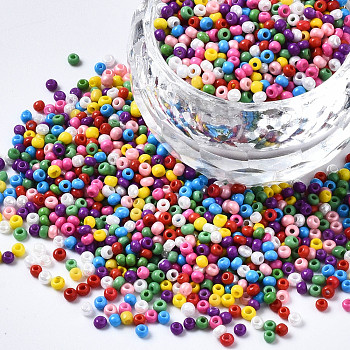Glass Seed Beads, Round Hole, Baking Paint, Round, Colorful, 2~2.5x1.5~2mm, Hole: 0.8mm, about 450g/pound
