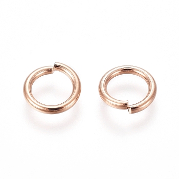 304 Stainless Steel Open Jump Rings, Rose Gold, 8x1.2mm, Inner Diameter: 5.5mm