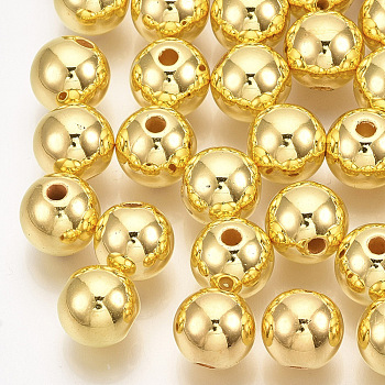 ABS Plastic Beads, Round, Golden Plated Plated, 4x3.5mm, Hole: 1.2mm, about 18000pcs/500g