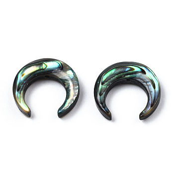 Natural Abalone Shell/Paua Shell Beads, Crescent Moon, 13x13x3mm, Hole: 0.8mm, about 6pcs/bag