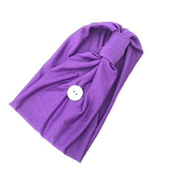 Polyester Sweat-Wicking Headbands, Non Slip Button Headbands, Yoga Sports Workout Turban, for Holding Mouth Cover, Blue Violet, 440x160mm