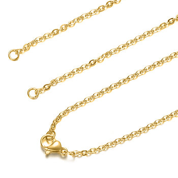 304 Stainless Steel Cable Chain Necklace Making, with Lobster Claw Clasps, Golden, 16.2 inch~16.5 inch(41.4~42cm), 2mm, Hole: 2.5mm