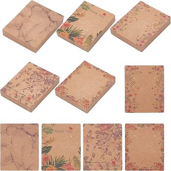 5 Patterns Cardboard Necklace Earring Set Display Cards, Rectangle, Flower Pattern, 6.4x5.1x0.02cm, 5 patterns, 30pcs/pattern, 150pcs/set