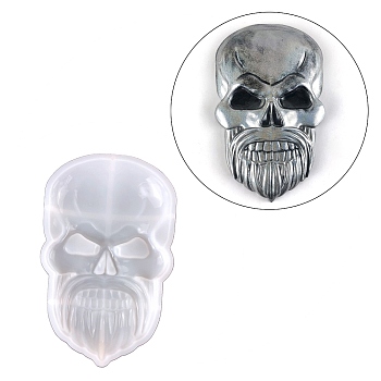 Sad Skull Display Decoration Silicone Molds, Resin Casting Molds, for UV Resin, Epoxy Resin Craft Making, White, 148x93x21mm