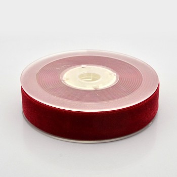 Polyester Velvet Ribbon for Gift Packing and Festival Decoration, Dark Red, 7/8 inch(23mm), about 25yards/roll(22.86m/roll)