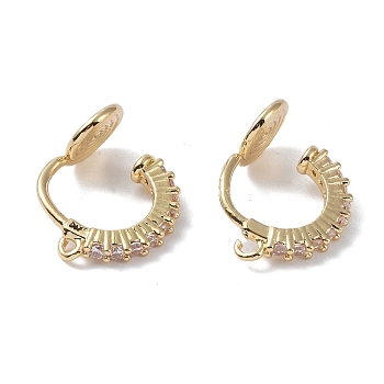 Brass with Cubic Zirconia Cuff Earrings Findings, Rings, Real 14K Gold Plated, 18.5x14.5x7.5mm, Hole: 1.2mm